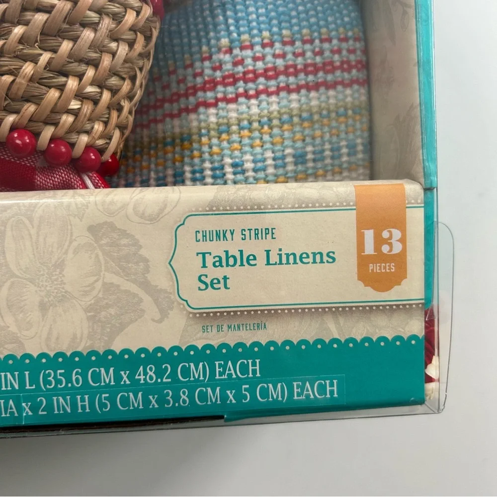 The Pioneer Woman Colorful Chunky Stripe Gingham 13-Piece Table Linens Set